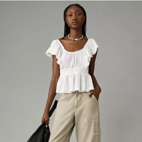 Anthropologie Maeve Ruffled Peplum Open-Back Top - size XL - Picture 1 of 8